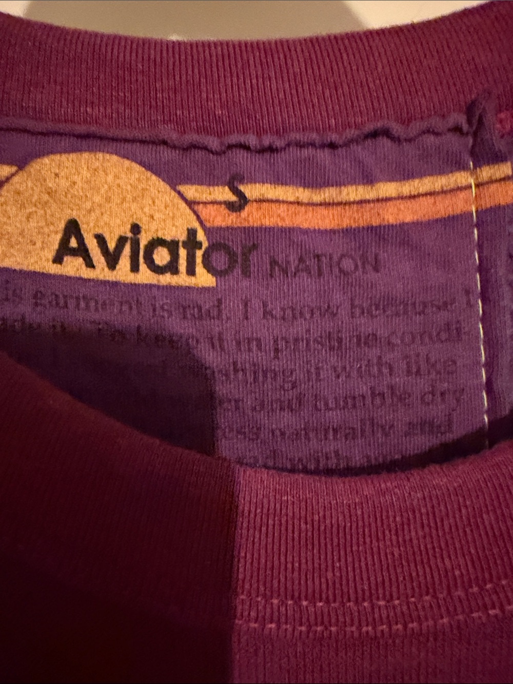 Aviator Nation Women’s Purple Crewneck Sweater with Multicolor Lettering - Picture 4 of 6